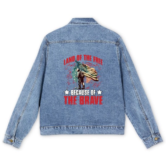 Land of the free because of the Brave Men's Denim Jackets