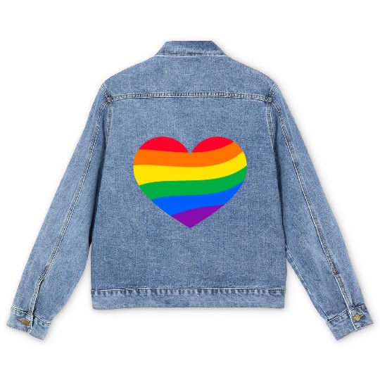 lgbt Gay Pride Rainbow Heart Men's Denim Jackets