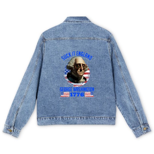 George Washington 1776 Suck it England USA Men's Denim Jackets