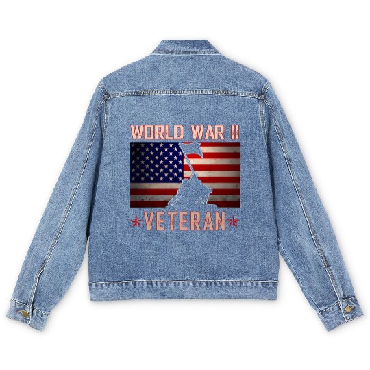American Patriot Wwii Veteran Military World War 2 Men's Denim Jackets