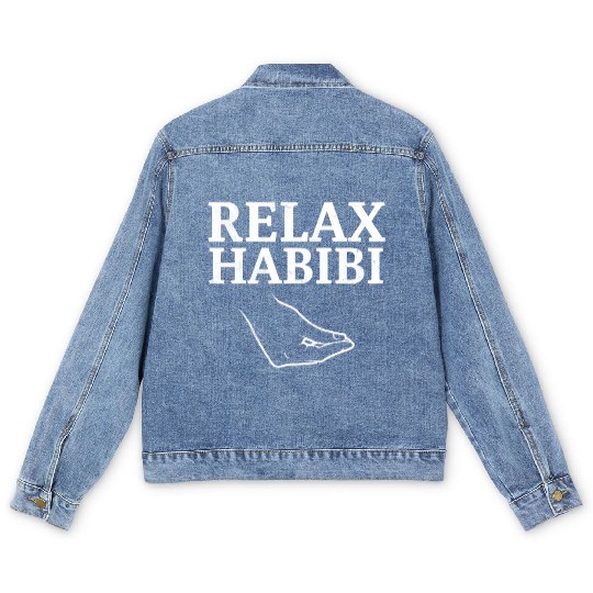 Relax Habibi Funny Inspirational Arabic Word Men's Denim Jackets