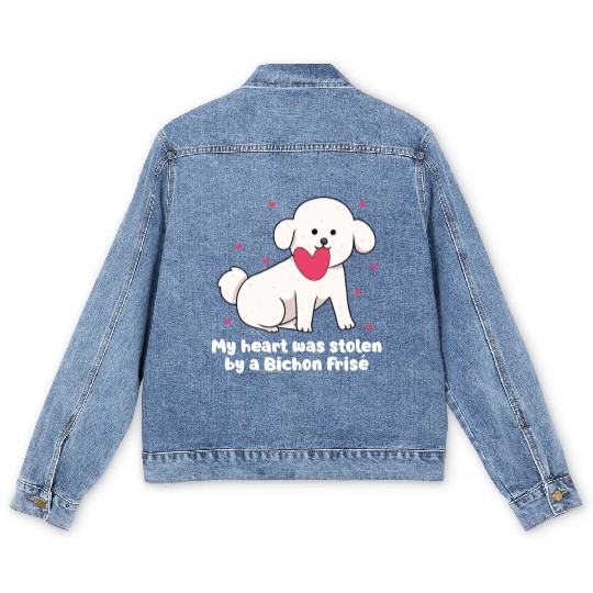 My Heart Was Stolen By A Bichon Frise Men's Denim Jackets