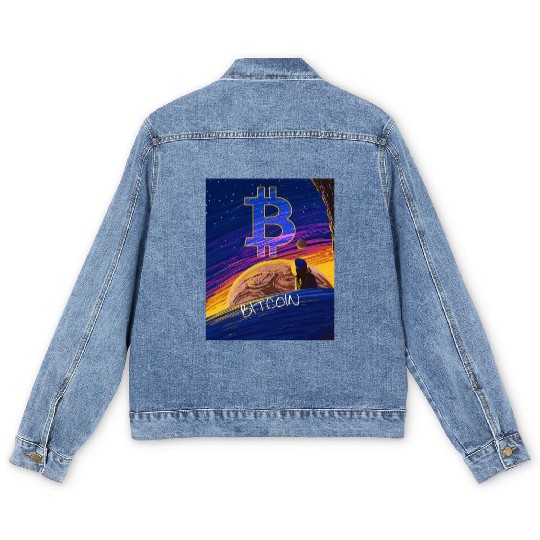 Bitcoin Coin-Crypto TO THE MOON Men's Denim Jackets