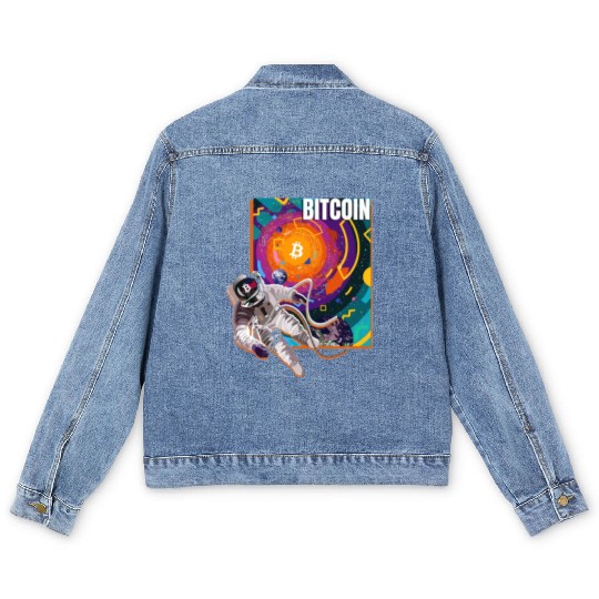 Bitcoin Coin-Crypto Astronaut Men's Denim Jackets