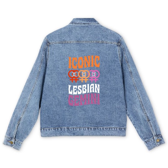 Ico Lesbian Gemini Queer Zodiac Horoscope Sign Les Men's Denim Jackets
