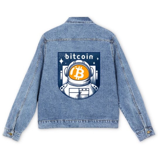 Bitcoin Coin-Crypto Astronaut Men's Denim Jackets