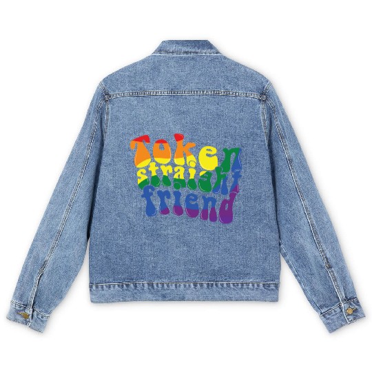 Token Straight Friend LGBTQ Proud Ally Gay Pride Men's Denim Jackets