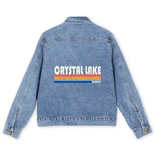 70S 80S Style Crystal Lake Il Men's Denim Jackets