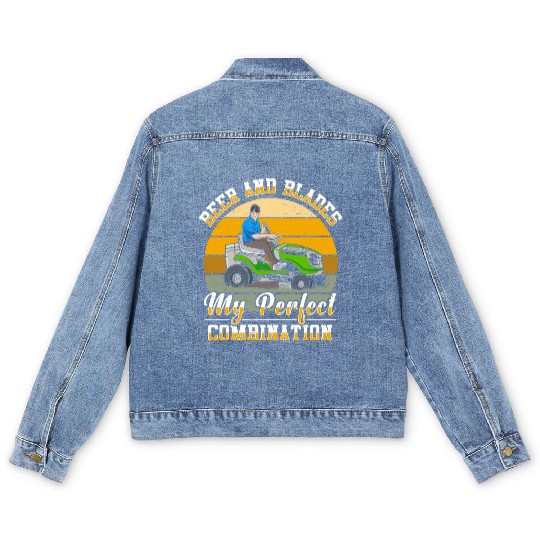 Lawn Mowing Lawn Mower Gardener Gardening Beer Men's Denim Jackets