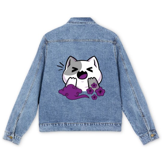 Asexual Subtle Ace Pride Anime And Cat Japanese Men's Denim Jackets