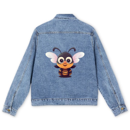 Cute Superhero Bee Bumblebee Wasp Men's Denim Jackets