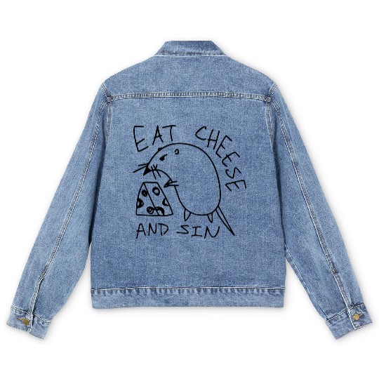 Eat Cheese And Sin Funny Cheese Lover Men's Denim Jackets