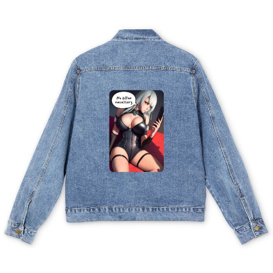 Cyberpunk Waifu Influencer Design 3 Men's Denim Jackets