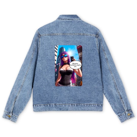 Cyberpunk Waifu Influencer Design 5 Men's Denim Jackets