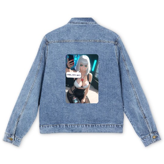Cyberpunk Waifu Influencer Design 1 Men's Denim Jackets
