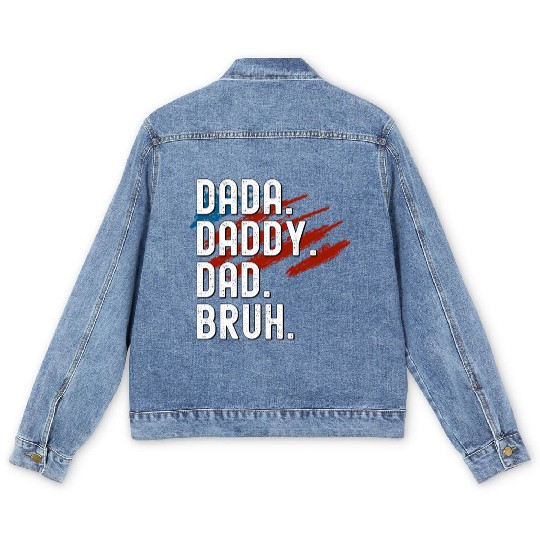 Men Dada Daddy Dad Bruh Fathers Day Vintage Funny Men's Denim Jackets