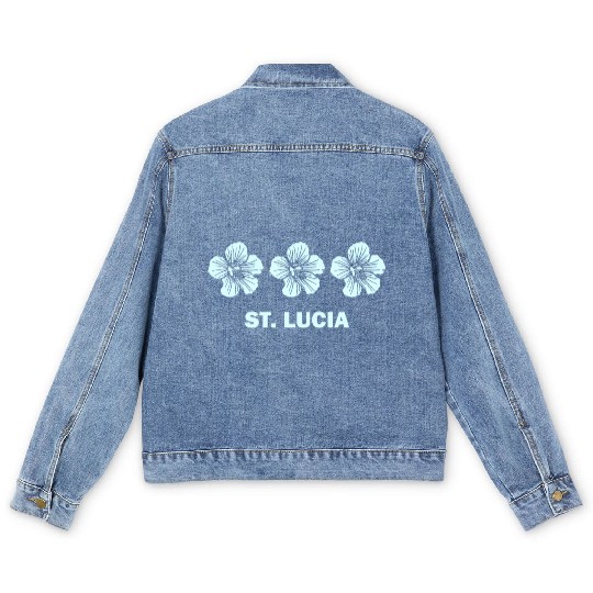 St Lucia Tropical Hibiscus Flower Men's Denim Jackets