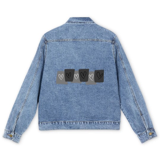 Heart doodle on black card Men's Denim Jackets