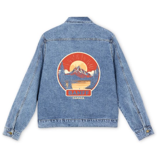 Vintage Retro Canadian Banff National Park Men's Denim Jackets