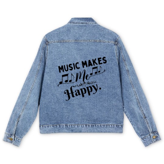 Music makes me happy Men's Denim Jackets