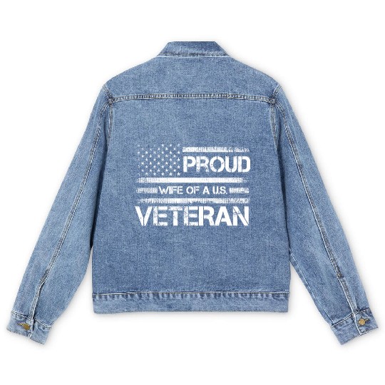 Veterans Proud Wives Of Us Veterans American Flag Men's Denim Jackets