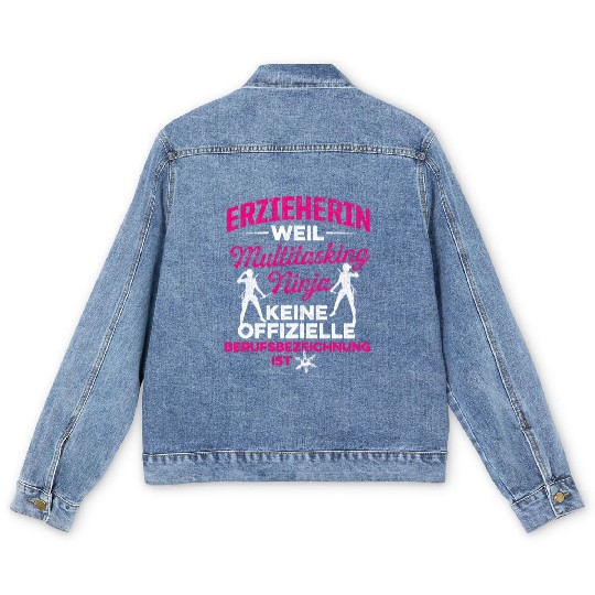 Educator As Ninja Kindergarten Teacher Men's Denim Jackets