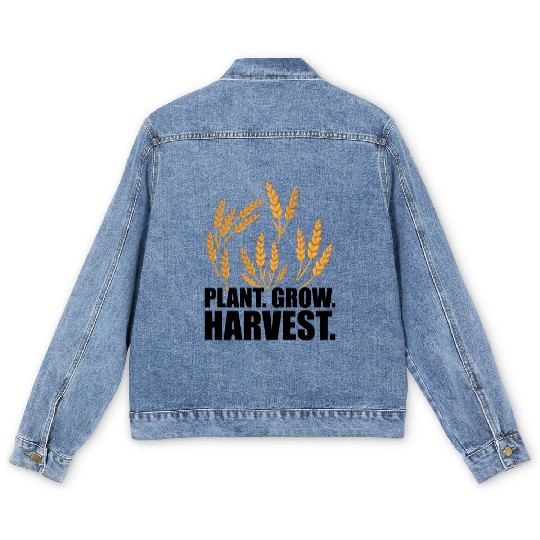 Wheat Farmer Plant Grow Harvest Men's Denim Jackets