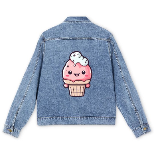 Embrace the Sweetness of our Cute Soft Ice Cream Men's Denim Jackets