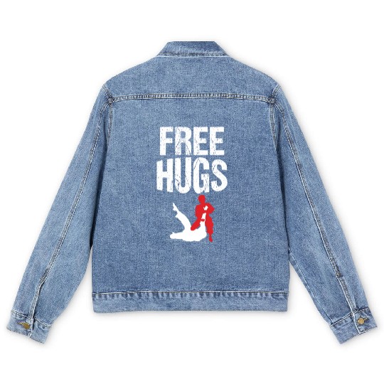 Free Hugs Jiu Jitsu Bjj Martial Men's Denim Jackets