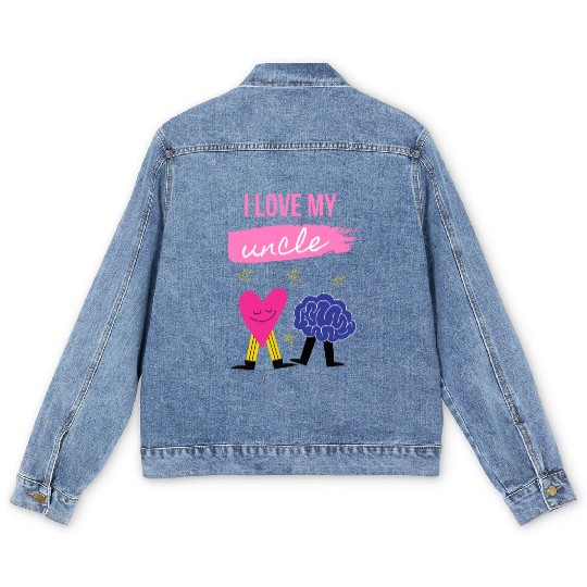 I Love My Uncle s Brain Men's Denim Jackets