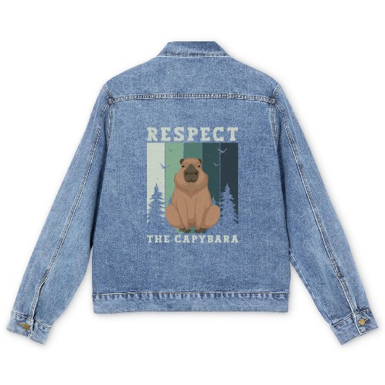 Retro Respect The Capybara Capybara Lover Meme Men's Denim Jackets