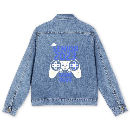Class Of 2023 Senior Video Game Over School Gamer Men's Denim Jackets