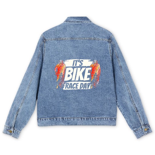 It's Bike Race Day Racer Racing Bicycle Cycling Men's Denim Jackets