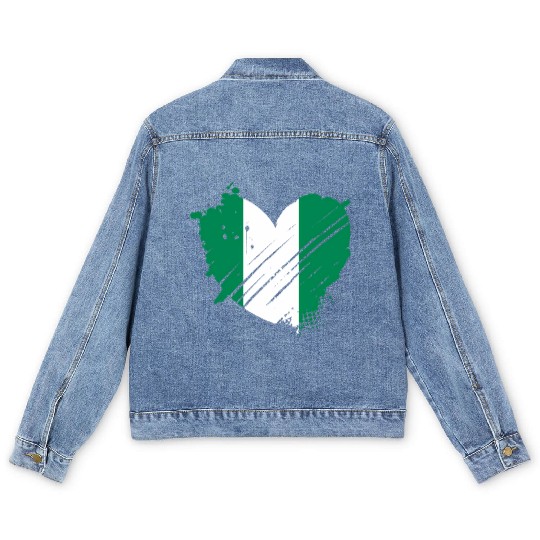 Nigeria Flag I Love It Is In My Dna For Nigerians Men's Denim Jackets