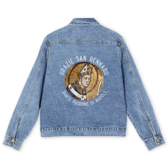 San Gennaro Patron Saint Of Napoli Proud Italian Men's Denim Jackets