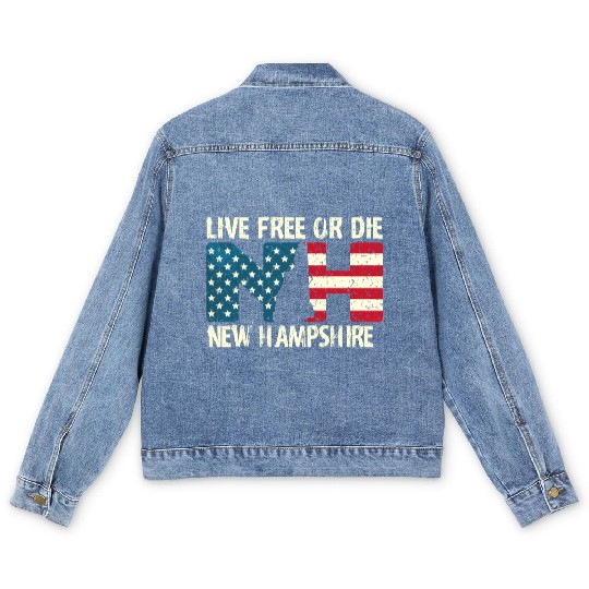 New Hampshire Patriotic Live Free Or Die Product Men's Denim Jackets