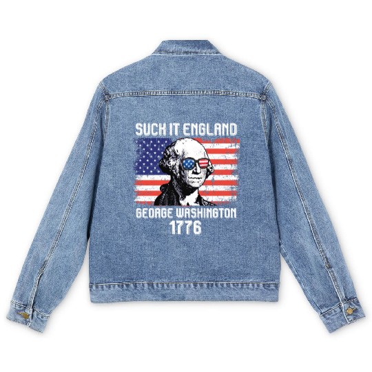 Suck it England George Washington 1776 USA Men's Denim Jackets
