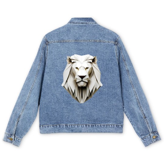 Origami lion - king of folding art Men's Denim Jackets