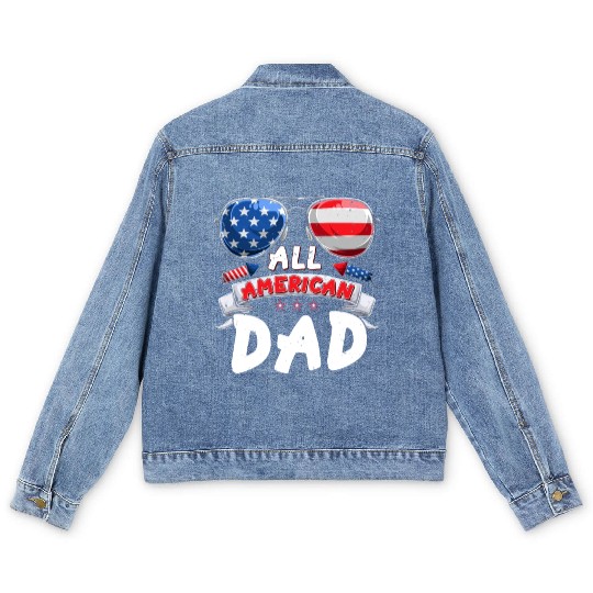 All American Dad US Patriots Fathers America Party Men's Denim Jackets