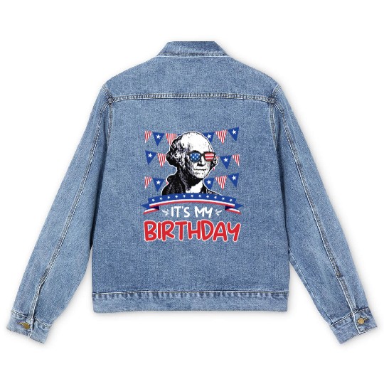 Its my Birthday Independence Day George Washington Men's Denim Jackets