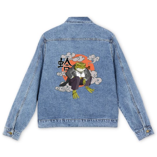 Japanese frog in Yakuza gangster costume Men's Denim Jackets