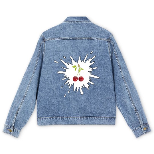 A captivating cherry design Men's Denim Jackets