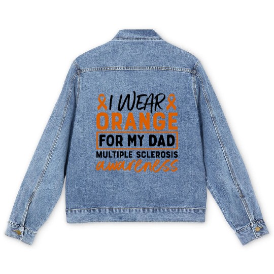 I Wear Orange For My Dad Multiples Sclerosis MS Men's Denim Jackets