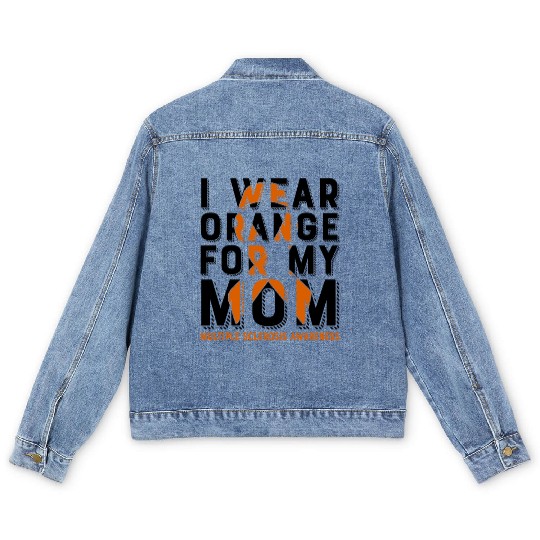 I Wear Orange For My Mom Multiples Sclerosis Men's Denim Jackets