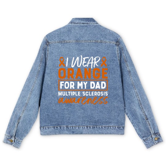 I Wear Orange For My Dad Multiples Sclerosis MS Men's Denim Jackets