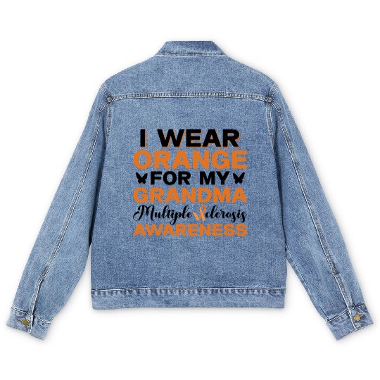 I Wear Orange For My Grandma Multiples Sclerosis Men's Denim Jackets