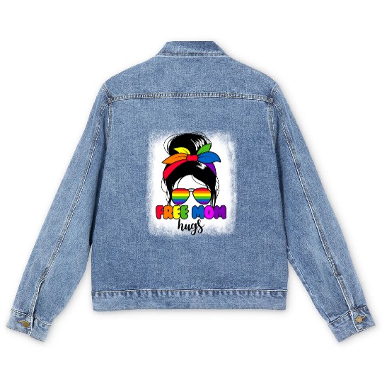 Free Mom Hugs Womens Messy Bun LGBTQ Free Mom Hugs Men's Denim Jackets