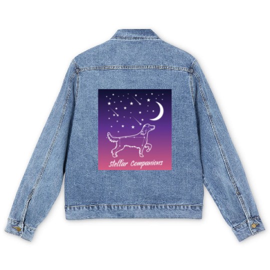 Canine Constellations Golden Retriever Companion Men's Denim Jackets