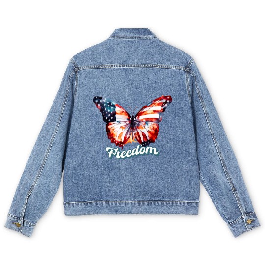 Freedom Butterfly: Celebrating 4th of July Men's Denim Jackets