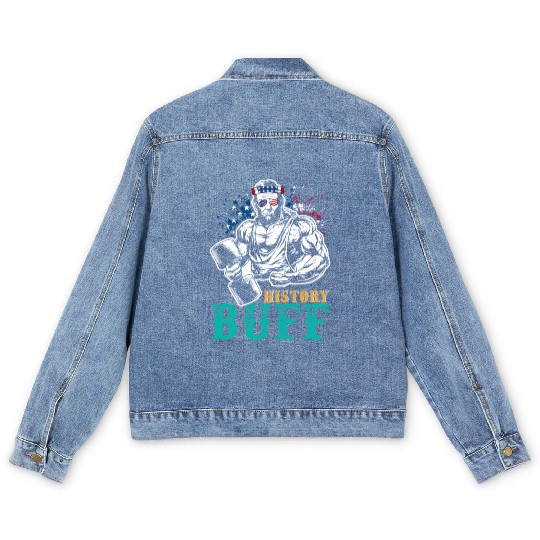 History Buff Independence Day Lincoln Patriot USA Men's Denim Jackets